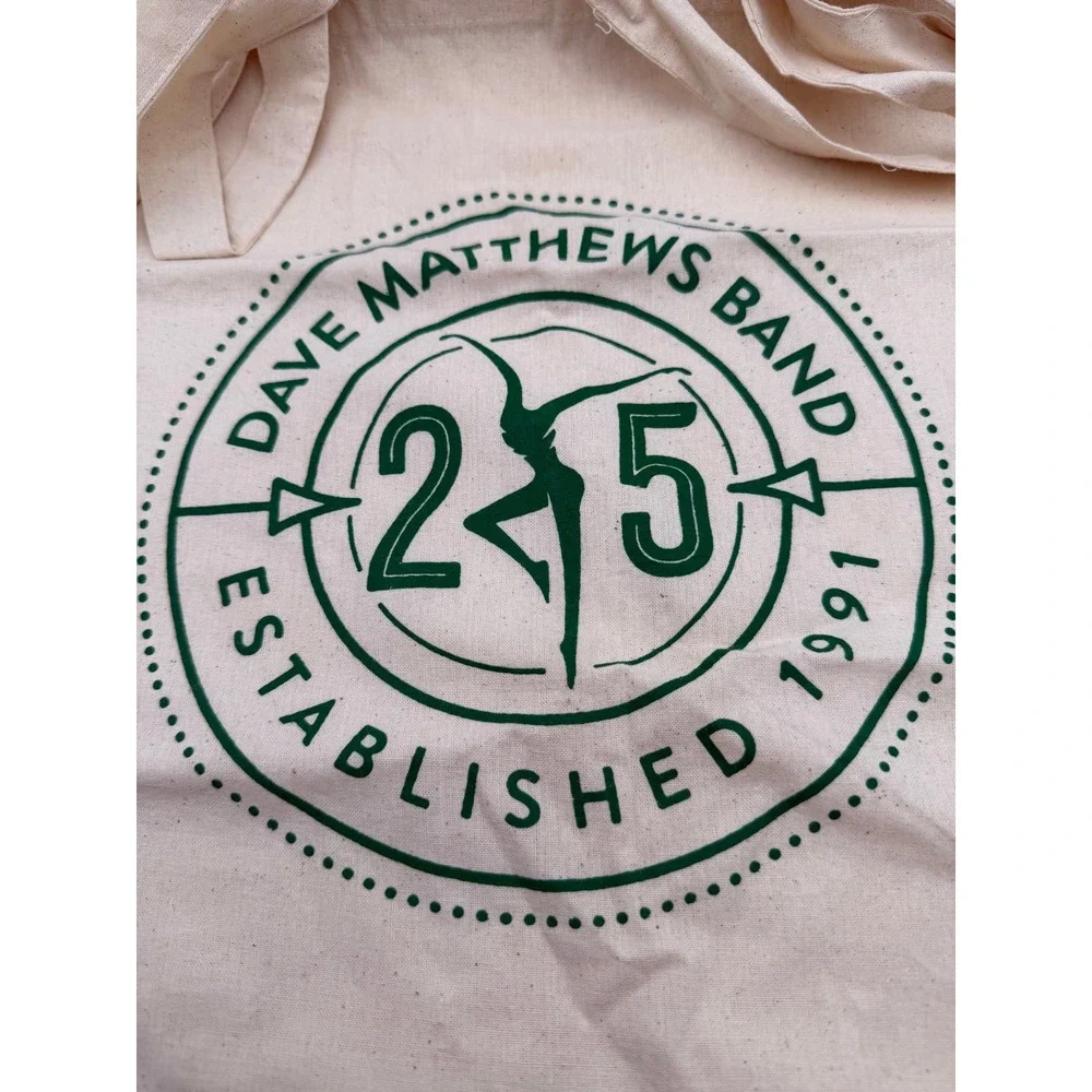 Dave Matthews Band 25th Anniversary Canvas Tote Bag DMB Established 1991 Cream